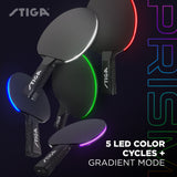 STIGA Prism LED Ping Pong Paddle - 5 LED Color Cycles - Red, Blue, Green, Purple, and White - Color Gradient Mode - Includes 3 Glow-in-the-Dark Balls - 1.5mm Sponge with Smooth Pips - Silicone Grip
