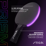STIGA Prism LED Ping Pong Paddle - 5 LED Color Cycles - Red, Blue, Green, Purple, and White - Color Gradient Mode - Includes 3 Glow-in-the-Dark Balls - 1.5mm Sponge with Smooth Pips - Silicone Grip