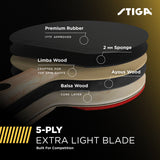 STIGA Bullet Ping Pong Paddle – 5-ply Extra Light Blade – 2mm Premium Sponge – Italian Concave Handle for Masterful Grip – Performance Table Tennis Racket for Competitive Play
