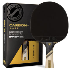 STIGA Carbon+ Ping Pong Paddle – 7-ply Extra Light Carbon Fiber Blade – 2mm Premium Sponge – Concave Pro Handle for Exceptional Grip – Performance Table Tennis Racket for Tournament-Level Play