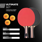STIGA Performance Table Tennis Set (2 Player Set) - 1.5mm Sponge - 5-ply Blade - 3 Orange 3-Star Regulation Size Balls