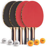 STIGA Performance Table Tennis Set (4 Player Set) - 5-Ply Blades - 1.5mm Sponge - Includes 6 orange/white 3-Star Balls - USATT Approved