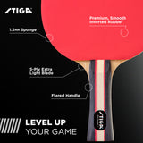 STIGA Performance Table Tennis Set (4 Player Set) - 5-Ply Blades - 1.5mm Sponge - Includes 6 orange/white 3-Star Balls - USATT Approved