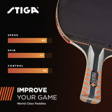 STIGA Phoenix Ping Pong Paddle - 5-Ply Ultra-Light Blade - 2mm Tournament-Approved Sponge - Flared Handle for Enhanced Control - Competitive Table Tennis Racket for Family Fun