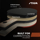 STIGA Phoenix Ping Pong Paddle - 5-Ply Ultra-Light Blade - 2mm Tournament-Approved Sponge - Flared Handle for Enhanced Control - Competitive Table Tennis Racket for Family Fun