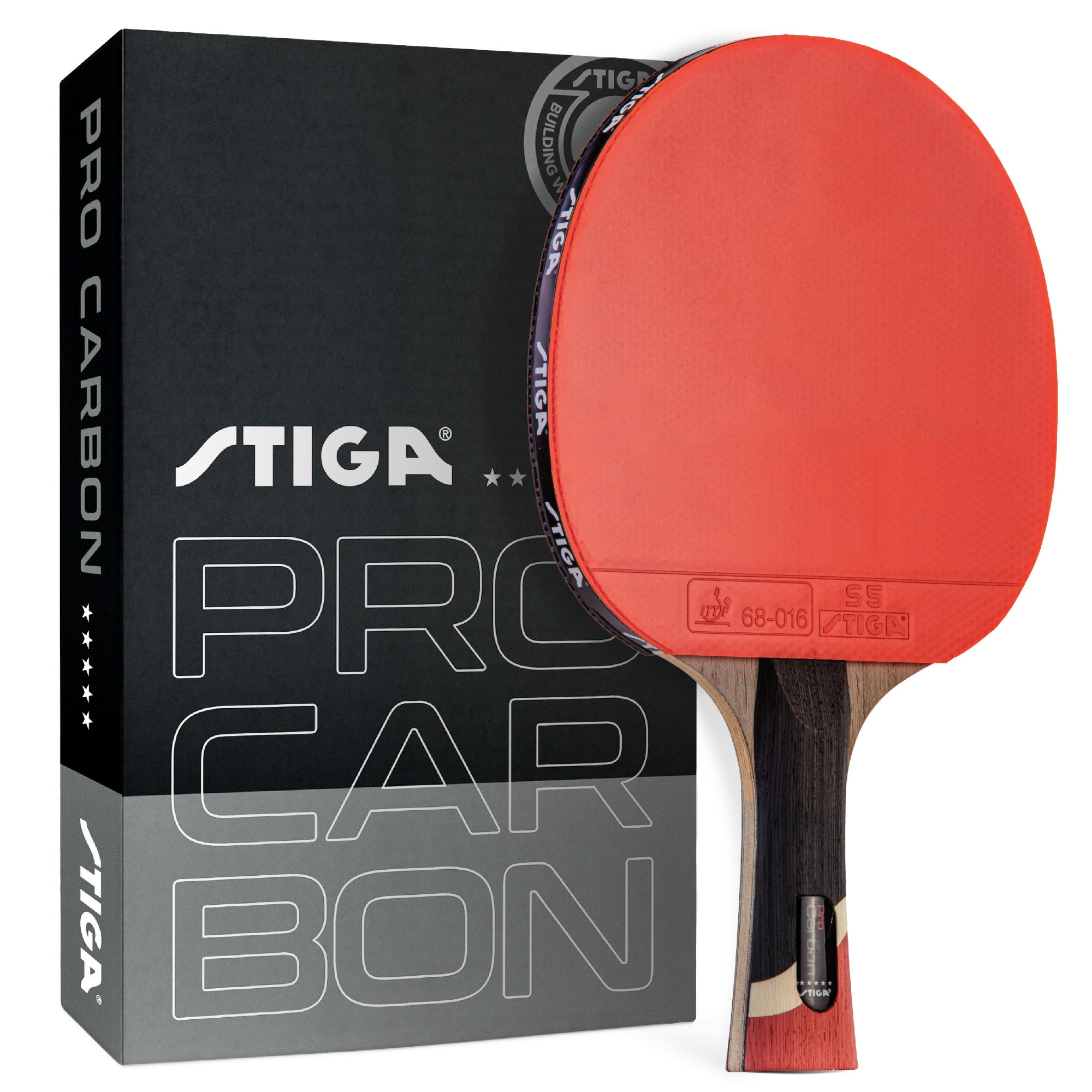 STIGA Red Pro Carbon Ping Pong Paddle – Carbon Fiber Racket for