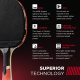 STIGA Pro Carbon Performance Ping Pong Paddle - 7-ply Extra Light Carbon Fiber Blade - 2mm Premium Sponge - Concave Pro Handle for Exceptional Grip - Tournament-level Play