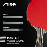 STIGA Raptor Performance Ping Pong Paddle - 7-ply Carbon Fiber Blade - 2mm Premiere Sponge for a Larger Sweet Spot - Concave Pro Handle for Increased Control - Performance Table Tennis Racket