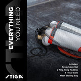 STIGA Retractable Anywhere Ping Pong Net Set - Easily Clamp to Any Surface - Regulation Size - Includes 2 Ping Pong Paddles, 3 1-Star Balls, and Mesh Storage Bag.