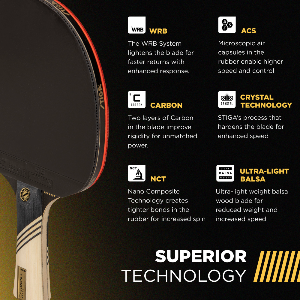 SUPERIOR TECHNOLOGY – This racket unites STIGA's Crystal and WRB Technologies for a hardened, light blade with faster returns, more power, and extra sensitivity of touch._4