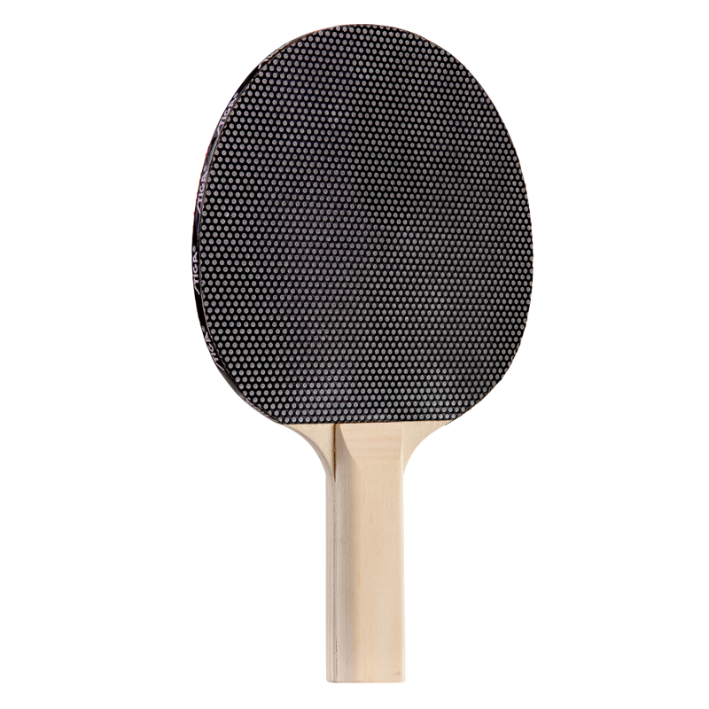 RACKET DESIGN – A sturdy table tennis racket with a straight handle and 5-ply blade with short pips rubber._4