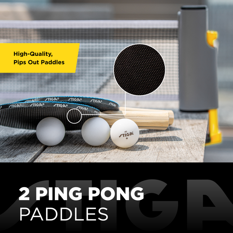 STIGA Retractable Take Anywhere Table Tennis Set Includes Net, Two Paddles, Three Balls, and Storage Bag_3