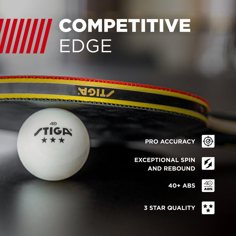 STIGA Tournament-Quality White 3-Star Ping Pong Balls – Official Size and 40mm Weight – Ultimate Durability and High-Performance Table Tennis Balls - For Indoor/Outdoor Ping Pong Tables