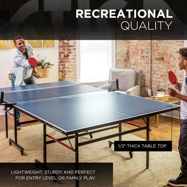 STIGA Advantage Lite Recreational Indoor Table Tennis Table 95% Preassembled Out of Box with Easy Attach and Remove Net