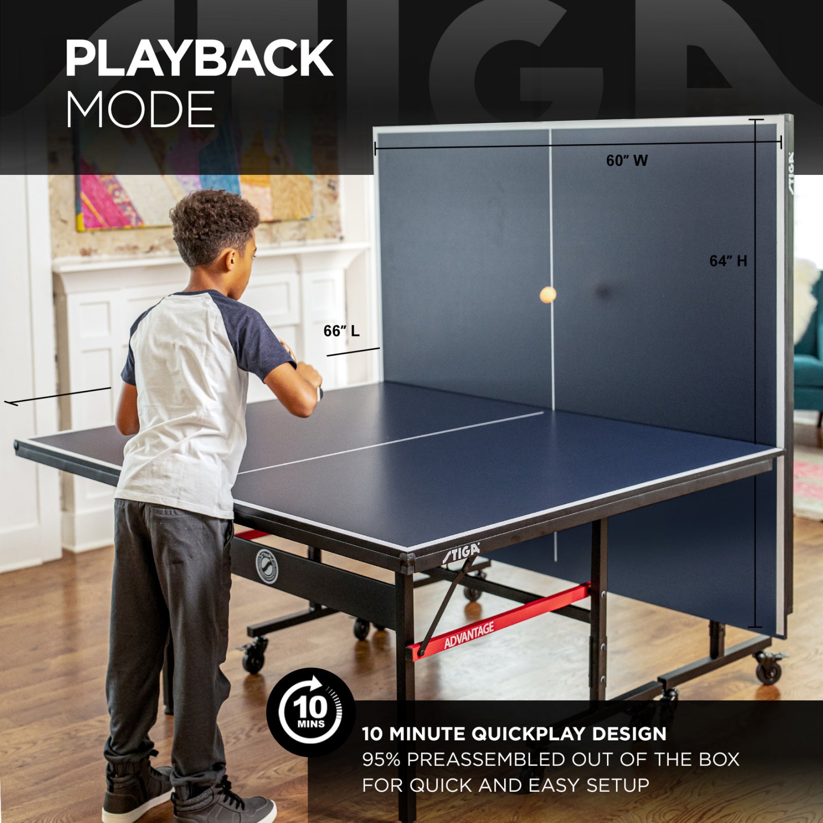 STIGA Advantage Competition-Ready Indoor Table Tennis Table 95