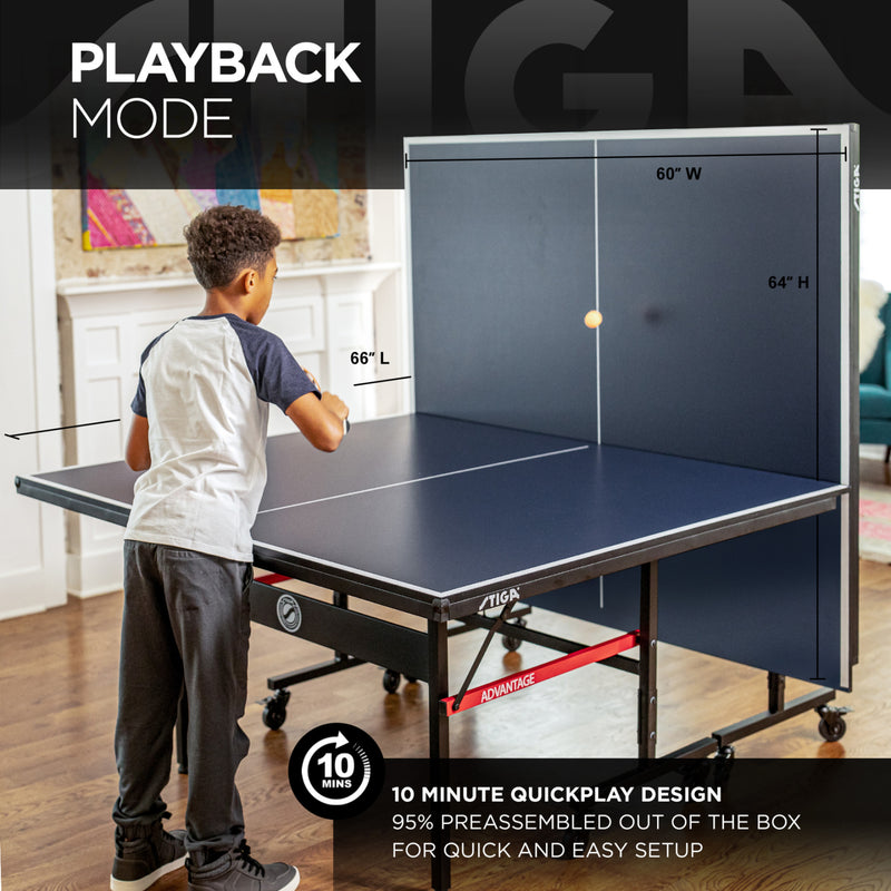 STIGA Advantage Competition-Ready Indoor Table Tennis Table 95% Preassembled Out of the Box with Easy Attach and Remove Net