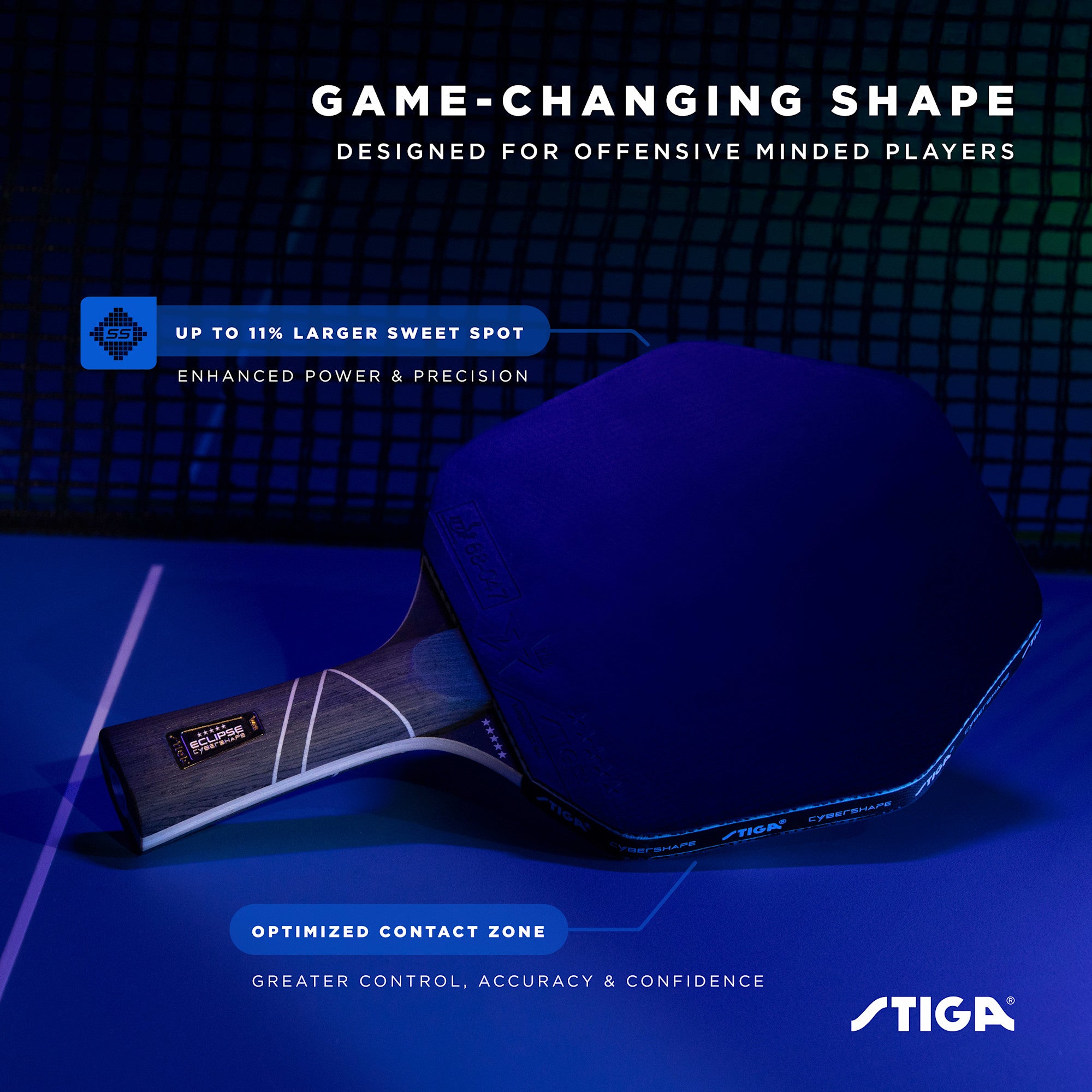 Hexagonal Table Tennis Racket STIGA Cybershape Eclipse Ping Pong Paddle – Professional Performance ...
