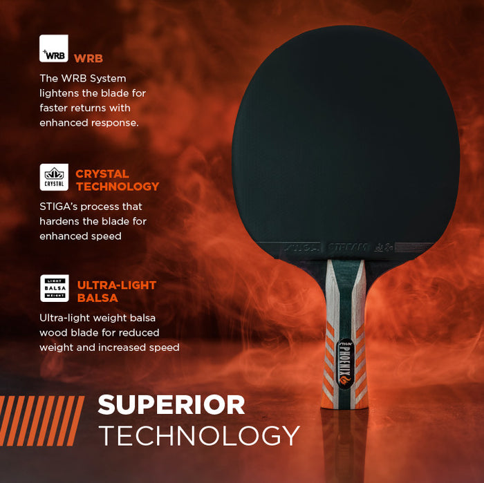 STIGA Phoenix Ping Pong Paddle - 5-Ply Ultra-Light Blade - 2mm