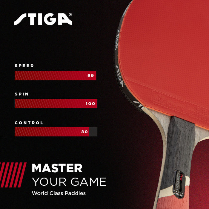 STIGA Red Pro Carbon Ping Pong Paddle – Carbon Fiber Racket for