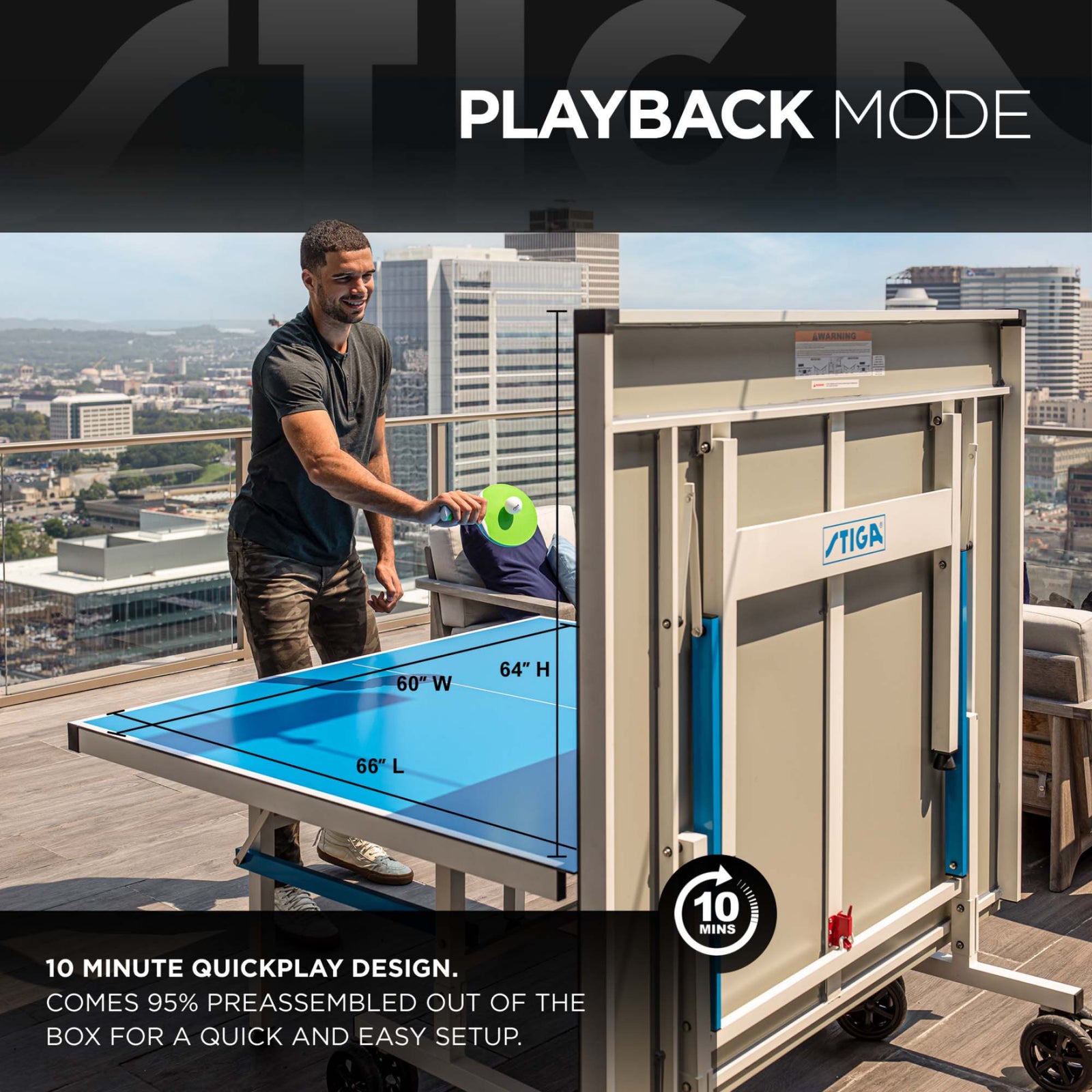 STIGA XTR Pro Outdoor Table Tennis Table – 90% Pre-Assembled, 15
