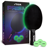STIGA Prism LED Ping Pong Paddle - 5 LED Color Cycles - Red, Blue, Green, Purple, and White - Color Gradient Mode - Includes 3 Glow-in-the-Dark Balls - 1.5mm Sponge with Smooth Pips - Silicone Grip_1