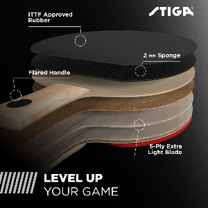 STIGA Apex Ping Pong Paddle – 5-ply Extra Light Blade – 2mm Tournament-Approved Sponge – Concave Italian Composite Handle for Improved Control – Intermediate Table Tennis Racket _3
