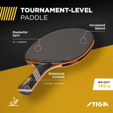 BUILT FOR COMPETITION – STIGA's ACS Technology forms stronger and tighter bonds in the ITTF approved smooth inverted rubber for high speed and spin with maximum elasticity and outstanding control—the perfect racket for tournament play._2