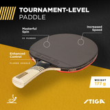 BUILT FOR COMPETITION – STIGA's ACS Technology forms stronger and tighter bonds in the ITTF approved smooth inverted S5 rubber for high speed and spin with maximum elasticity and outstanding control—the perfect racket for tournament play._2