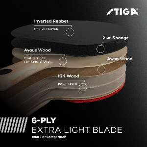 STIGA Evolution Performance Ping Pong Paddle - 6-ply Light Blade - 2mm Tournament-Approved Premium Sponge - Concave Pro Handle for Next-Gen Grip & Control - Performance Table Tennis Racket_3