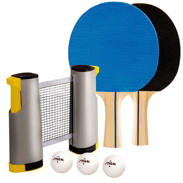 STIGA Retractable Take Anywhere Table Tennis Set Includes Net, Two Paddles, Three Balls, and Storage Bag_1